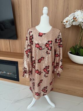 CeCe Floral Sequin Dress Size 14